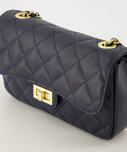 Sophia - Classic Grain - Crossbody tassen - Donkerblauw - D26 - Goudkleurig