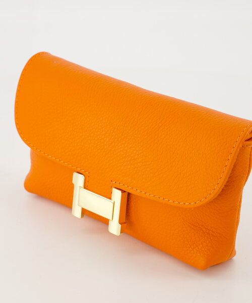 Hilary - Classic Grain - Clutch - Oranje - D29 - Goudkleurig
