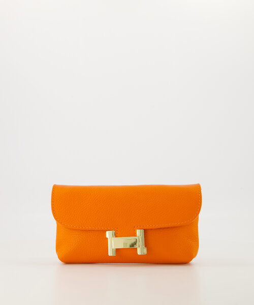 Hilary - Classic Grain - Clutch - Oranje - D29 - Goudkleurig