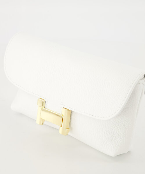 Hilary - Classic Grain - Clutch - Wit - D01 - Goudkleurig
