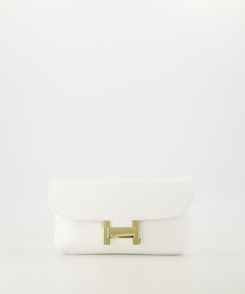 Hilary - Classic Grain - Clutch - White - D01 - Gold