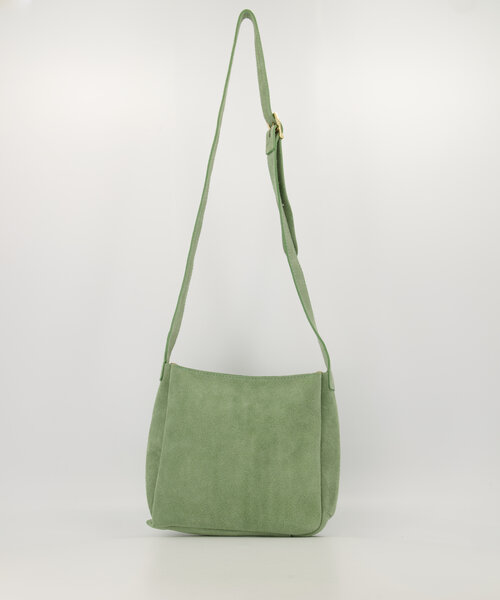 Estelle - Suede - Schoudertassen - Saliegroen - 53 - Goudkleurig