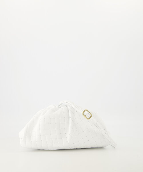 Pamela - Woven Grain - Clutch - White - D01 - Gold