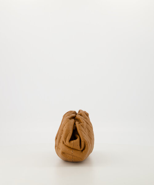 Pamela - Woven Grain - Clutch - Cognac - D109 - Goudkleurig