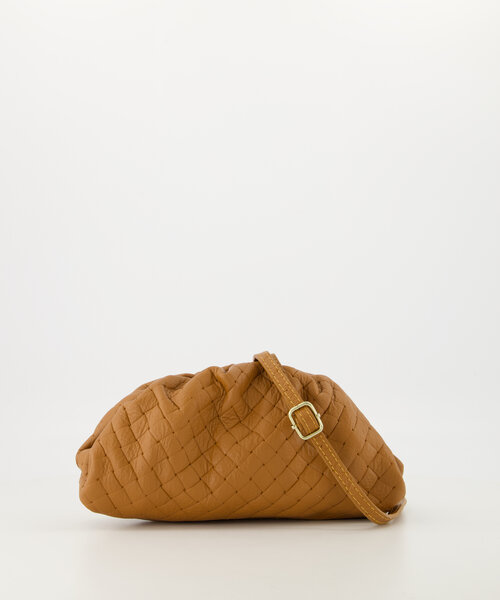 Pamela - Woven Grain - Clutch - Cognac - D109 - Gold