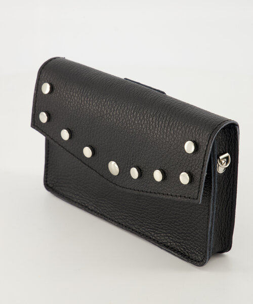 Laura - Classic Grain - Crossbody tassen - Zwart - D28 - Zilverkleurig