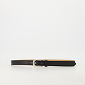 Ava - Classic Grain - Riemen met gesp - Zwart - D28 - Zilverkleurig