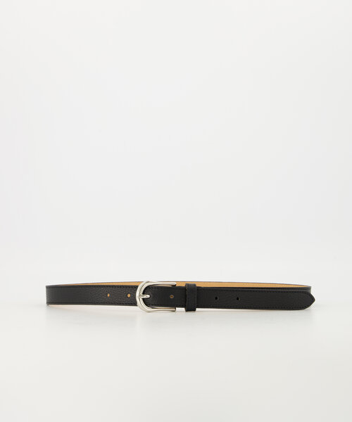 Ava - Classic Grain - Riemen met gesp - Zwart - D28 - Zilverkleurig