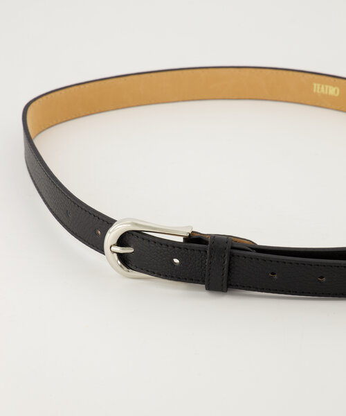 Ava - Classic Grain - Riemen met gesp - Zwart - D28 - Zilverkleurig