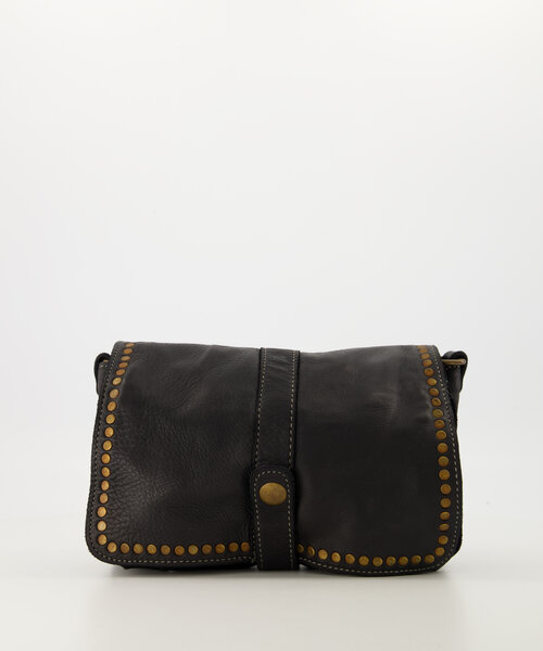 Laila - Gewassen leer - Crossbody tassen - Zwart -  - Bronskleurig