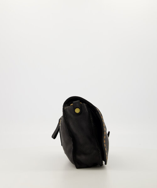 Laila - Gewassen leer - Crossbody tassen - Zwart -  - Bronskleurig
