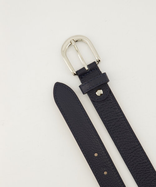 Suus - Classic Grain - Riemen met gesp - Donkerblauw D26 - Zilverkleurig