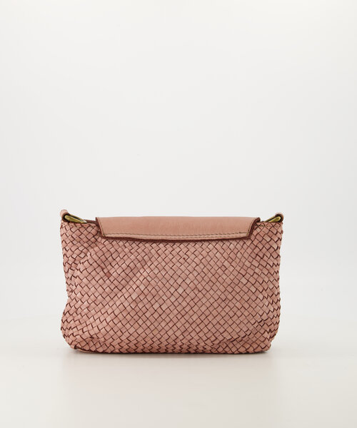 Inaya - Gewassen leer - Crossbody tassen - Roze - Poederroze - Bronskleurig