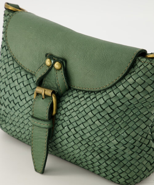 Inaya - Gewassen leer - Crossbody tassen - Saliegroen -  - Bronskleurig