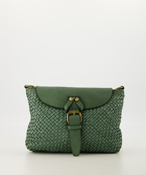 Inaya - Gewassen leer - Crossbody tassen - Saliegroen -  - Bronskleurig