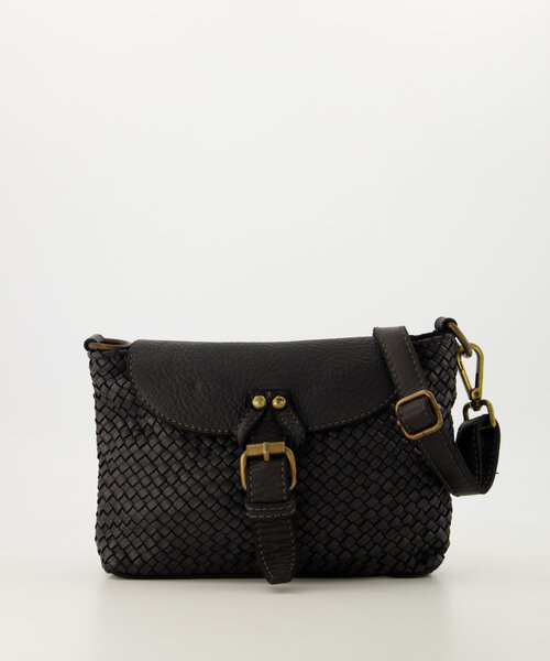 Inaya - Gewassen leer - Crossbody tassen - Zwart -  - Bronskleurig
