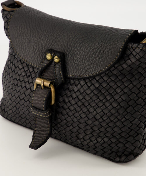 Inaya - Gewassen leer - Crossbody tassen - Zwart -  - Bronskleurig