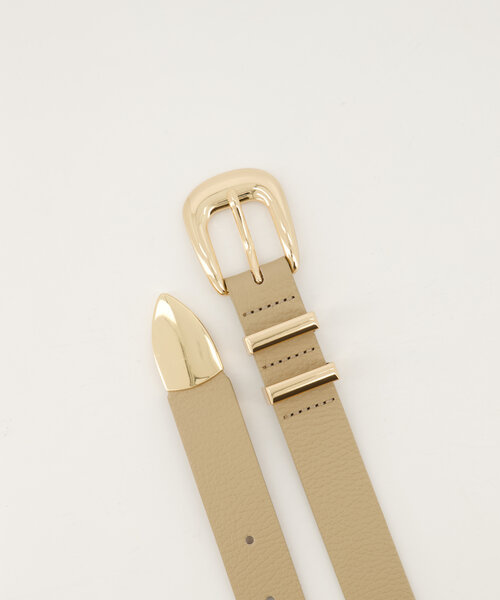 Dune - Classic Grain - Riemen met gesp - Taupe - D05 - Goudkleurig