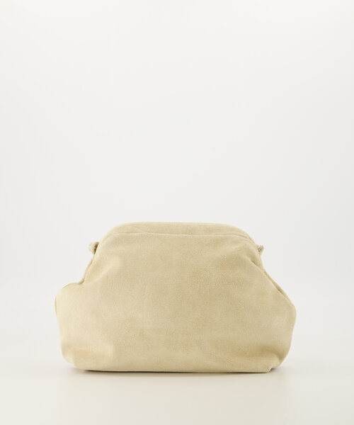 Juliet - Suede - Clutch - Ecru - 2 - Goudkleurig