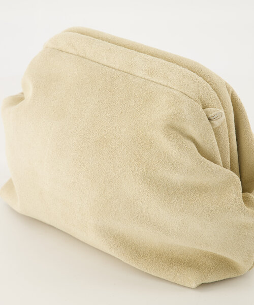 Juliet - Suede - Clutch - Ecru - 2 - Goudkleurig