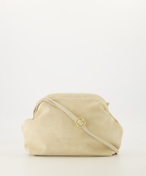 Juliet - Suede - Clutch - Ecru - 2 - Goudkleurig