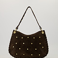 Casey - Suede - Schoudertassen - Donkerbruin - 7 - Goudkleurig