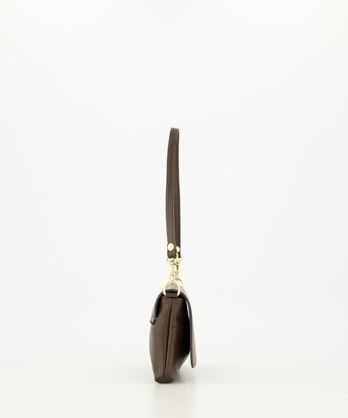 Lara - Classic Grain - Clutch - Donkerbruin - T1106 - Goudkleurig
