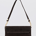 Lara - Suede - Clutch - Donkerbruin - 67 - Goudkleurig