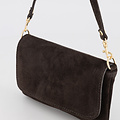 Lara - Suede - Clutch - Donkerbruin - 67 - Goudkleurig
