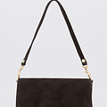 Lara - Suede - Clutch - Donkerbruin - 67 - Goudkleurig