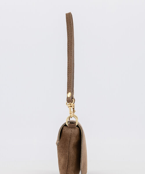 Lara - Suede - Avondtassen - Taupe - 24 - Goudkleurig