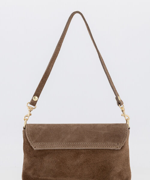 Lara - Suede - Avondtassen - Taupe - 24 - Goudkleurig