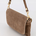 Lara - Suede - Avondtassen - Taupe - 24 - Goudkleurig