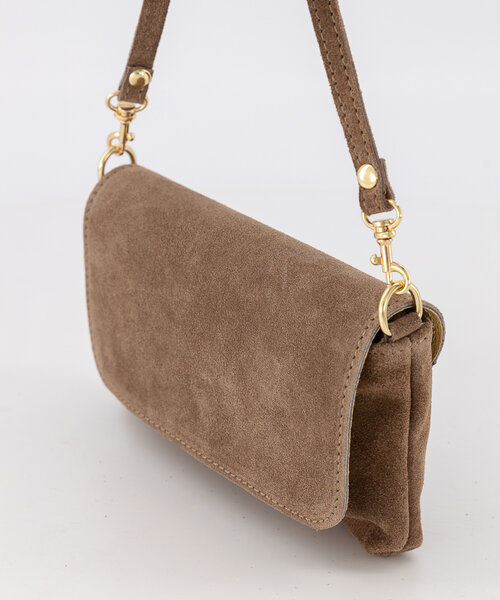 Lara - Suede - Avondtassen - Taupe - 24 - Goudkleurig