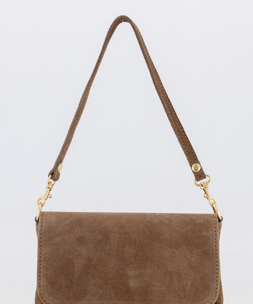 Lara - Suede - Avondtassen - Taupe - 24 - Goudkleurig