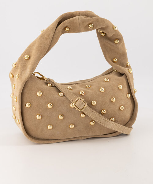 Lottie - Suede - Handtassen - Zand - 4 - Goudkleurig