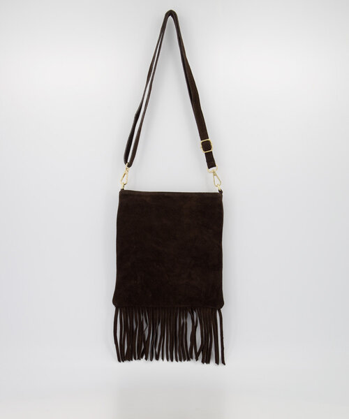 Indigo - Suede - Crossbody tassen - Donkerbruin - 67 - Goudkleurig