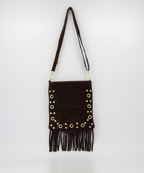 Indigo - Suede - Crossbody tassen - Donkerbruin - 67 - Goudkleurig