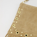 Indigo - Suede - Crossbody tassen - Zand - 4 - Goudkleurig