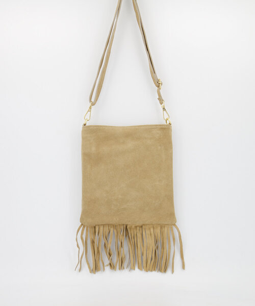 Indigo - Suede - Crossbody tassen - Zand - 4 - Goudkleurig