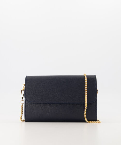 Valencia - Classic Grain - Clutch - Donkerblauw - D26 - Goudkleurig