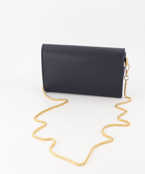Valencia - Classic Grain - Clutch - Donkerblauw - D26 - Goudkleurig