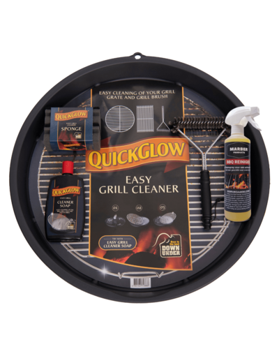 MARBER PRODUCTS - BBQ schoonmaakset XL ultra compleet: GRILL WASH XL + Cleaner Soap + BBQ Reiniger Foamspray + Borstel + Grill Sponzen - voor roosters tm 58 cm