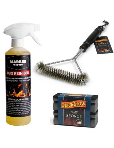 BBQ cleanerset Foam : BBQ Borstel + BBQ Grill Sponzen(2) + BBQ Foam reiniger  (500 ml)