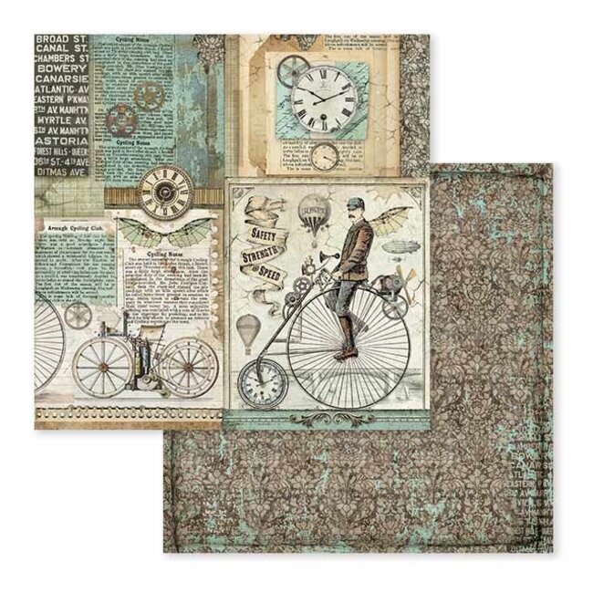 Stamperia Block 10 sheets 30.5x30.5 (12"x12") Double Face Voyages Fantastiques