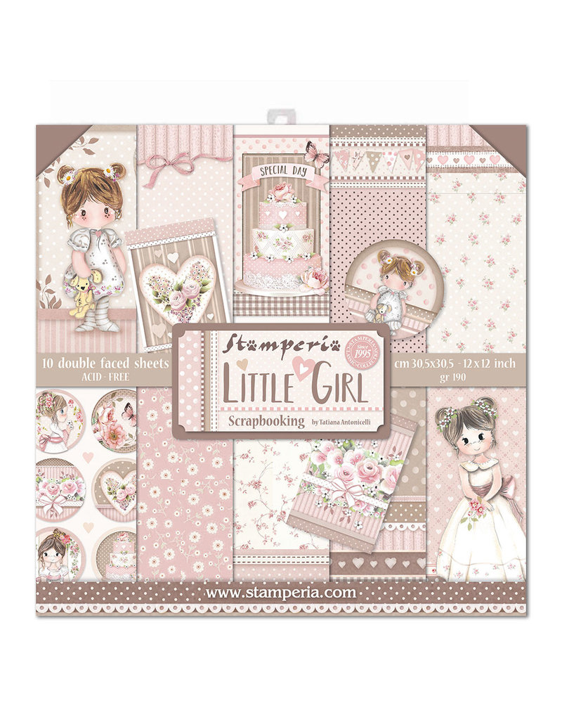 Stamperia Block 10 Papers 30.5x30.5 (12"x12") Double Face Little Girl