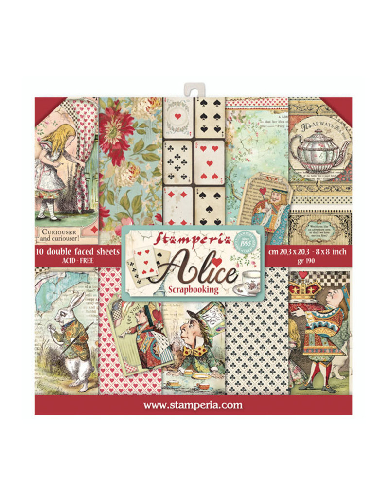 Stamperia Block 10 sheets 20.3X20.3 (8"X8") Double Face Alice