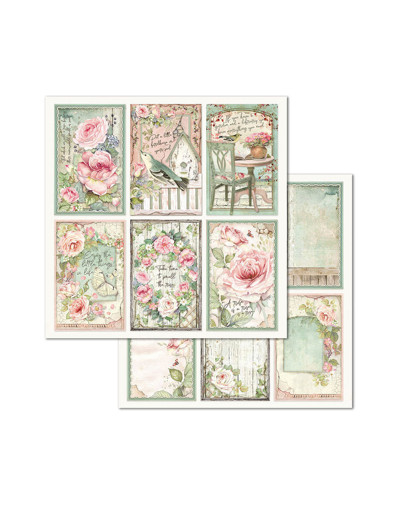 Stamperia Block 10 sheets 20.3X20.3 (8"X8") Double Face House of Roses