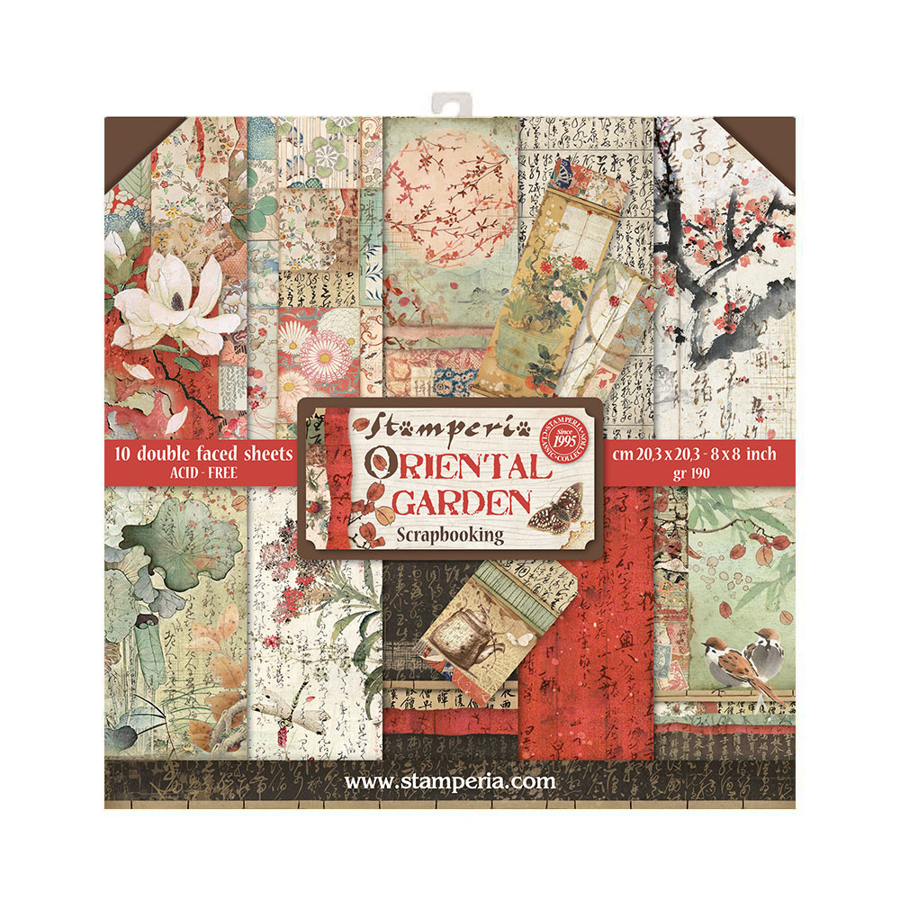 Stamperia Papierblok 20,3×20,3 cm - 10 vellen -Dubbelzijdig Oriental Garden
