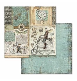 Stamperia Double Face Paper Voyages Fantastiques retro bicycle